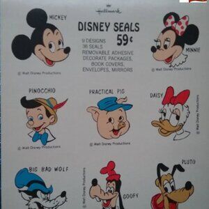 Hallmark Disney Characters Seals/Stickers Pad (Vintage & Rare)